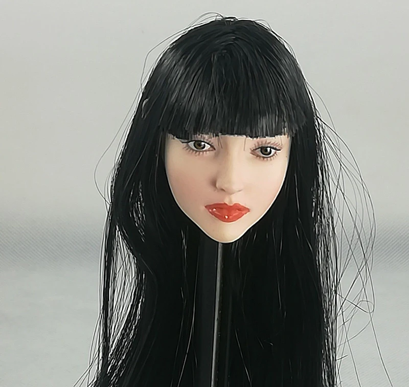 1:6 Female Black Long Hair Pale Head Sculpt Model F 12" Girl Action Figure Body 