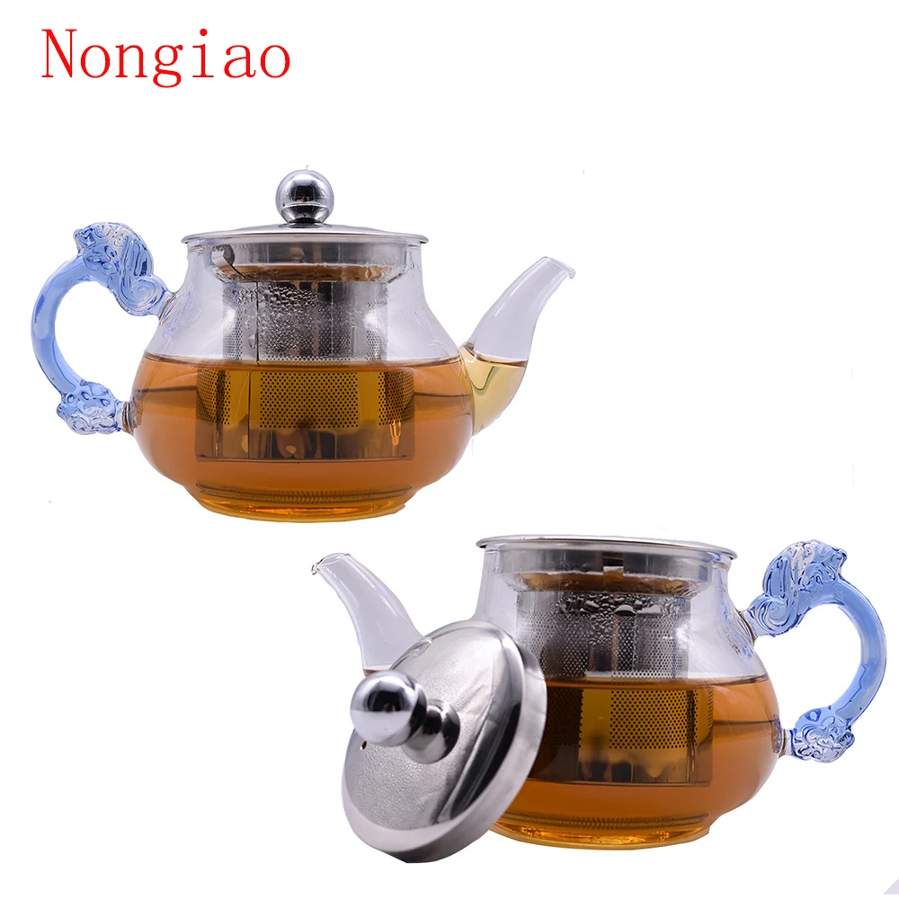 Large Glass teaset with a filtering heat resistant kettle tea kettle