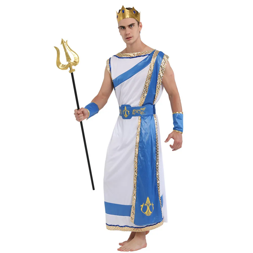 Мужская греческая мифология Нептун Посейдон Косплей Хэллоуин Король всех богов Зевс костюмы Карнавал Пурим платье для маскарада, вечеринки