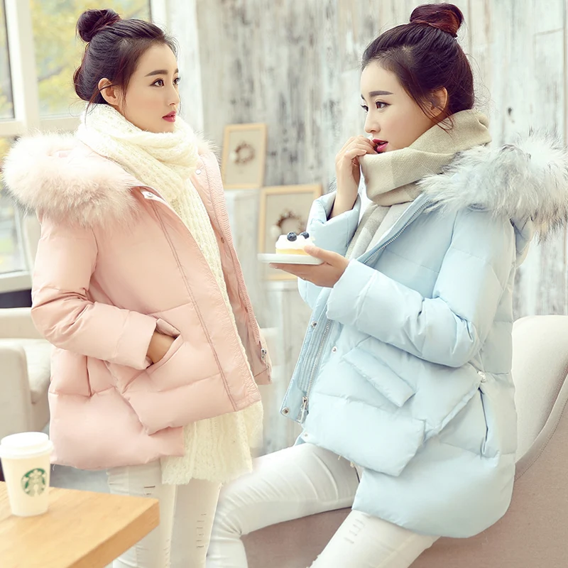 

Winter Parkas Coat Warm Jacket Female Fur Down Jacket Solid Hooded Parkas Oversize Cotton Coat Black Women Long Sleeve Outerwear