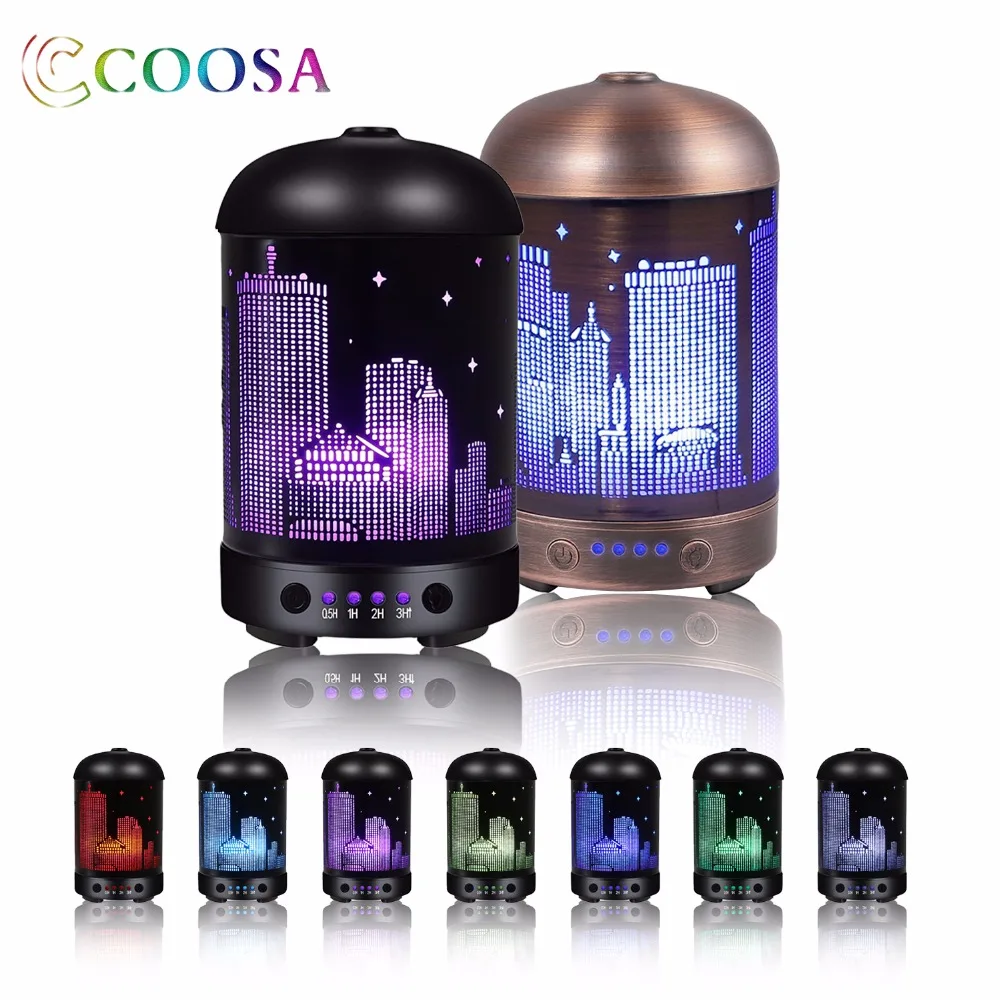 

Ultrasonic aroma diffuser 100ml Metal steam diffuser 7 Color Night lamp diffuser Waterless Auto-off Function humidifier For Home