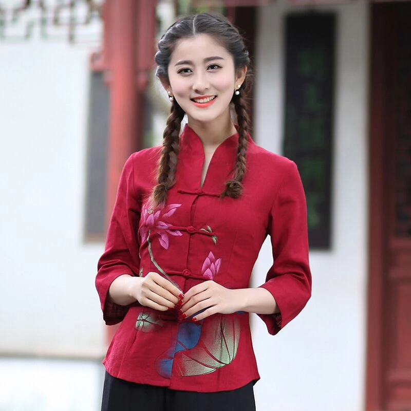 Camisa de lino y para mujer, blusa estilo chino tradicional, ropa tang, talla S, M, L, XL, XXL, XXXL, 2615 1|chinese blouse|chinese style blousestraditional chinese blouse - AliExpress