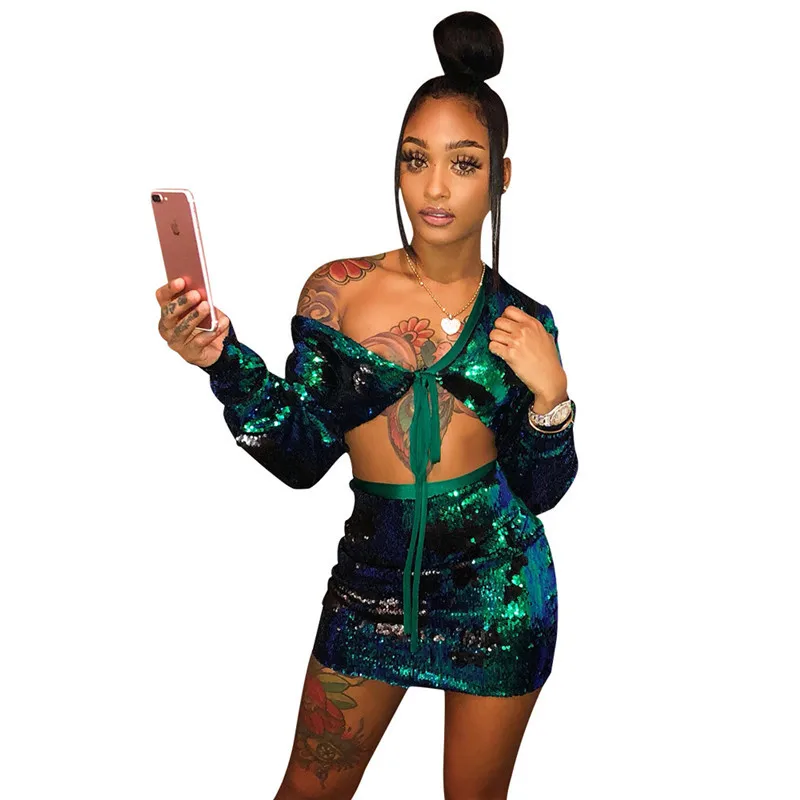 birthday sequin two piece set