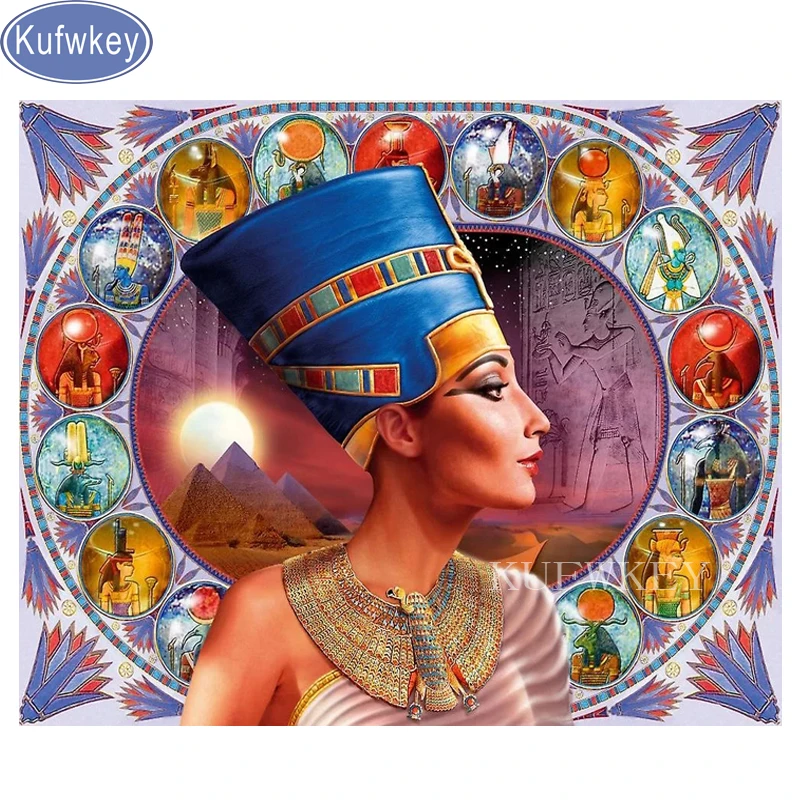 

Kufwkey Fashion 5D DIY Diamond Painting Nefertiti,egyptians Diamond Embroidery Portrait,Cross-Stitch,Mosaic,stickers,Wall Art