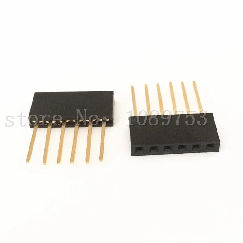 

50pcs Black 2.54 mm 6P Stackable Long Legs Female Header For Arduino Shield