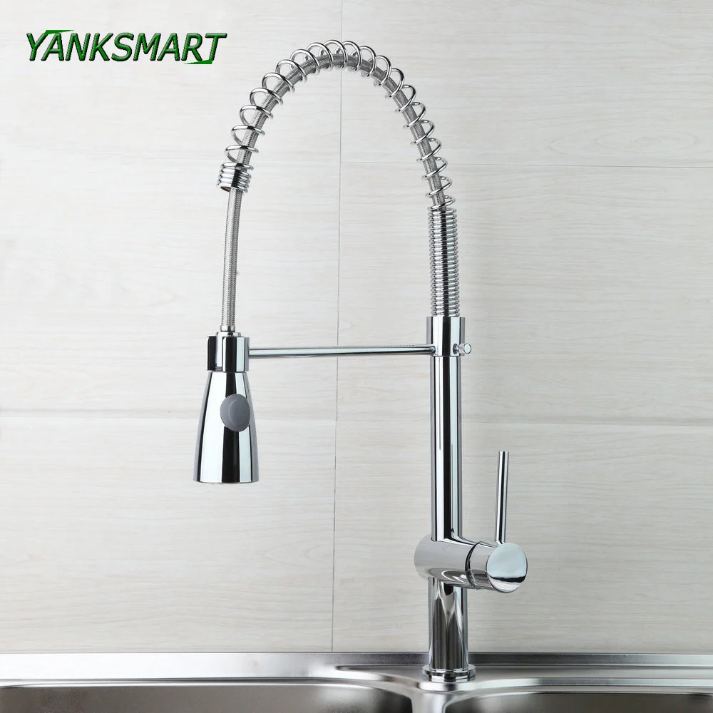 YANKSMART Pull Down матовая хромированная, твердая, латунная раковина поворотные краны с одним отверстием поворотный кран на бортике смеситель