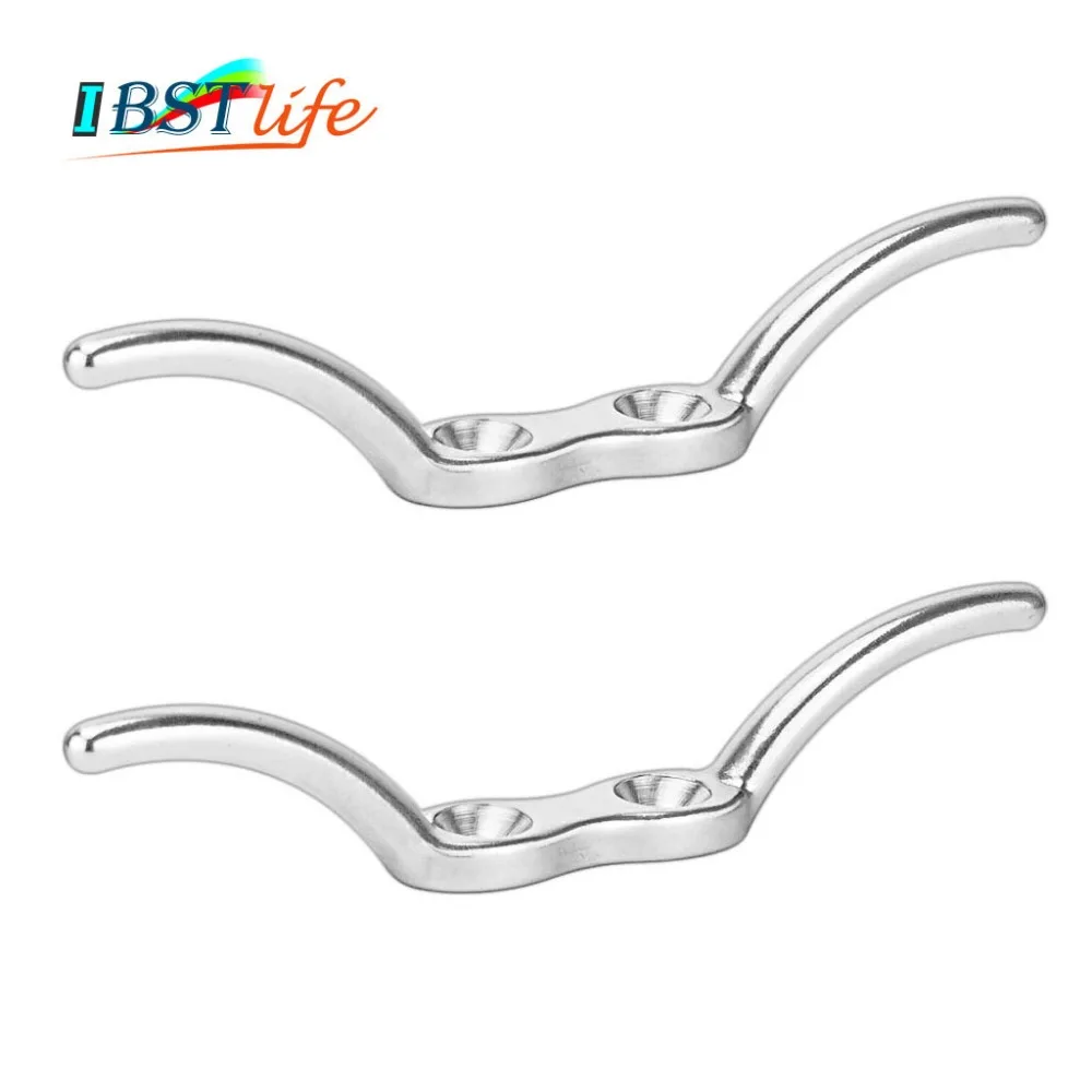 

2PCS Marine Grade SS316 Flagpole Cleat Hook Fixed Hook Flag Rope Cleat Flag Halyard Boat Securing Tie Down DocksTarps Awnings