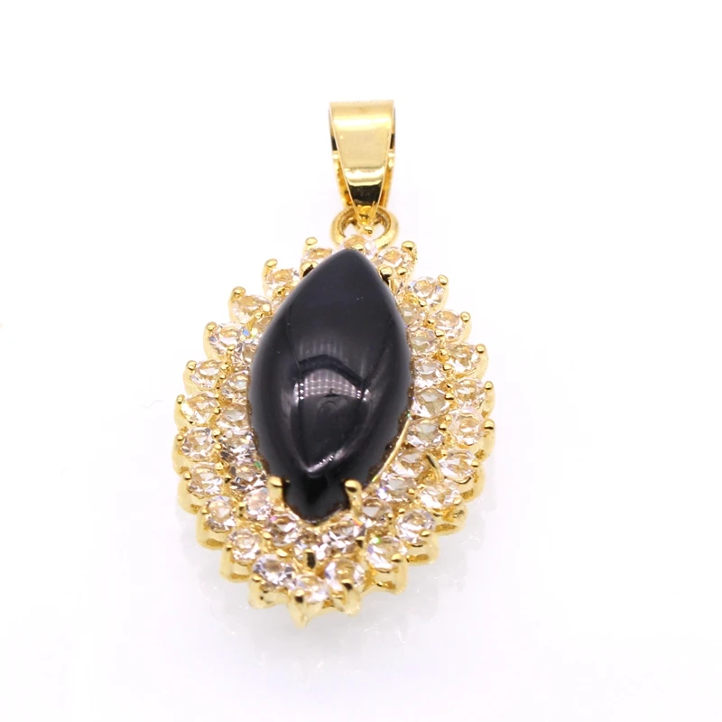 Модные ювелирные украшения gzjy набор позолоченный циркониевый черный красный синий кулон из зеленого камня ожерелье серьги кольцо Набор для женщин свадебный подарок