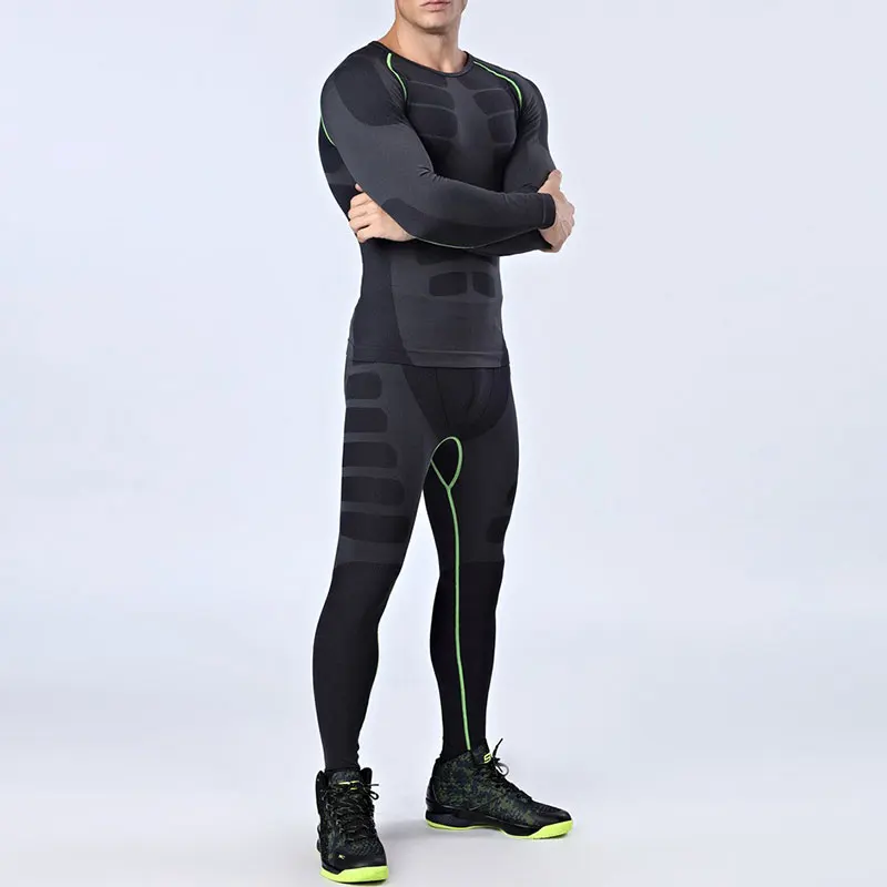 

Yuerlian Men's Running Sets 2 pieces/sets Compression Sports Suits Men Basketball Tights Clothes Gym Fitness Jogging Sportswear