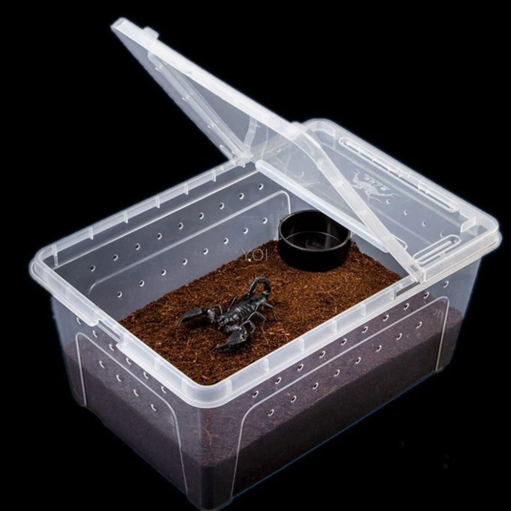 Террариум для рептилий прозрачная пластиковая коробка насекомых рептилий транспортная разведение живое питание кормушка
