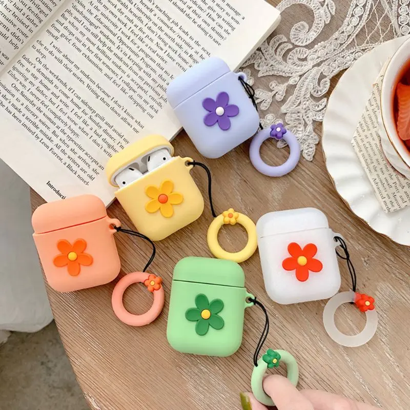 

Fashion Cute Flower Soft Silicone Protective Cover Shockproof Case Skin for Airpods 1/2 Charging Box