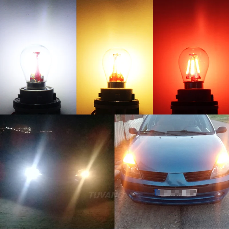 2x S25 1156 BA15S P21W Светодиодный светильник накаливания для автомобиля теплый белый