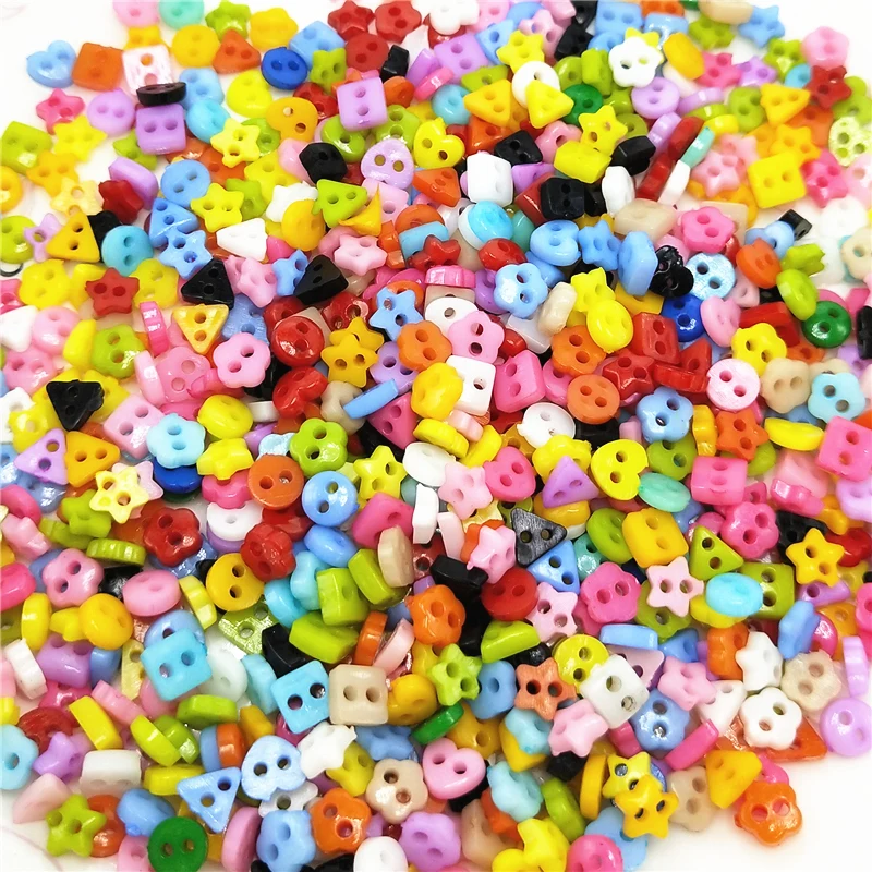 100pcs Mixed 2 hole Resin buttons Round Sewing Decor 5mm