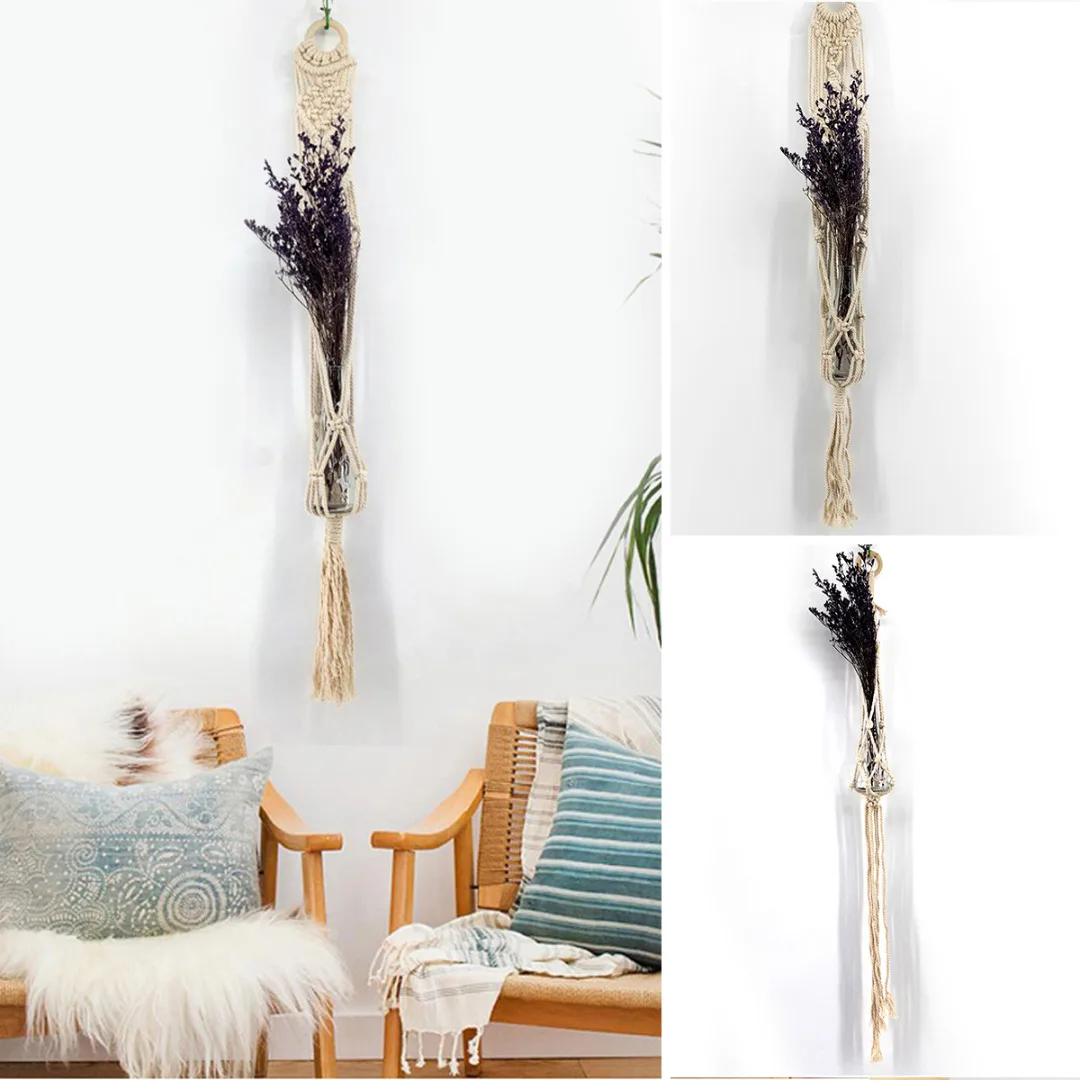 DIY Macrame Plant Hanger Hanging Planter Basket Hemp Rope Braided Large Pot Holder