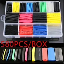 580 stücke/530 stücke/260 stücke Sortiment Elektronische 2:1 Wrap Draht Kabel Isolierte Polyolefin Schrumpfen Rohr Verhältnis schläuche Isolierung