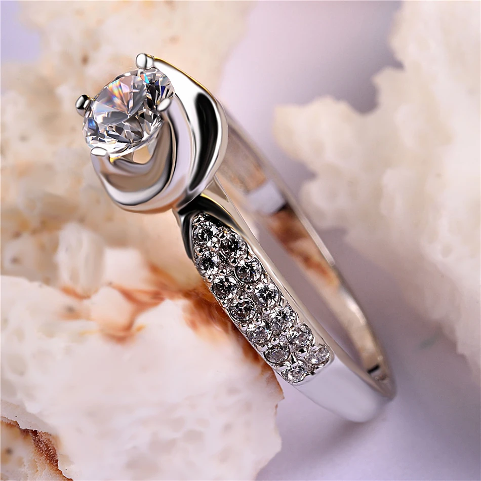 Женское кольцо из серебра 100% пробы с фианитом|ring for|rings for womenring round |