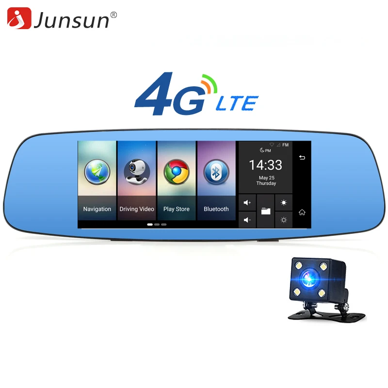 Junsun 4G LTE Car DVR Mirror 7&quot Android 5.1 GPS Dash cam Video Dive Recorder Full HD 1080P Bluetooth Rear View Camera | Автомобили и