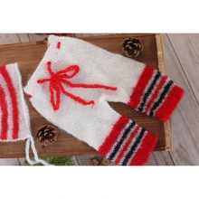 Для новорожденных, мохер с капюшоном комбинезон onsie Рождественская одежда вязанная детская шляпа и комбинезон, комплект для новорожденных реквизит для фотосъемки