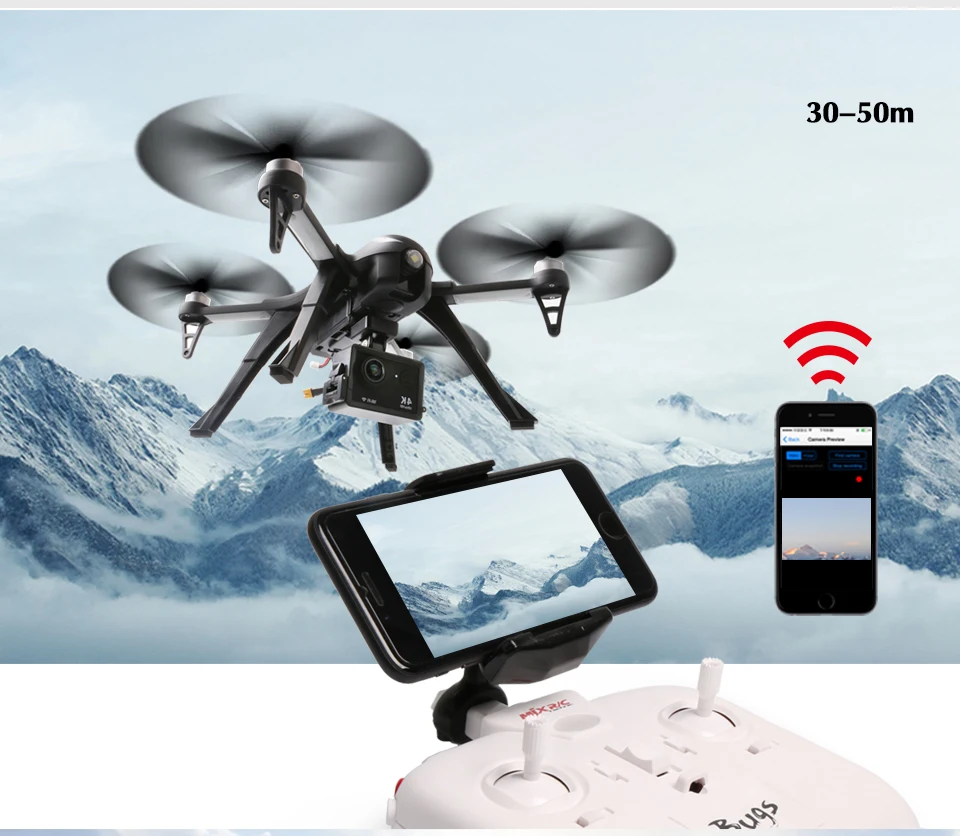 MJX Bugs 3 и B3 FPV дрона с дистанционным управлением с Камера 2,4G 6-осей гироскопа RTF бесщеточный мотор RC Quadcopter вертолет может поместиться C5820 или 4K Камера