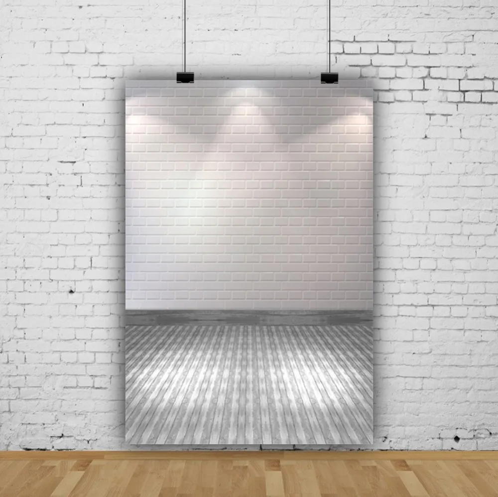 

Laeacco White Brick Wall And Floor Light Bokeh Photography Backgrounds Customized Photographic Backdrops For Photo Studio