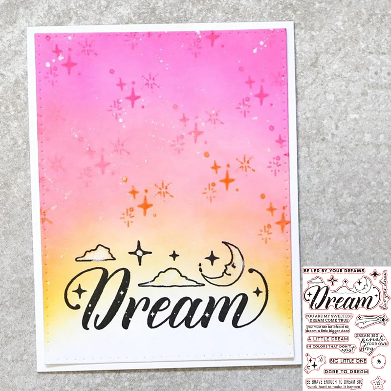 

Word Dream Under The Night Sky Clear Stamps for DIY Scrapbooking DIY Craft Making Decor Transparent Stempels New Silicone Seal