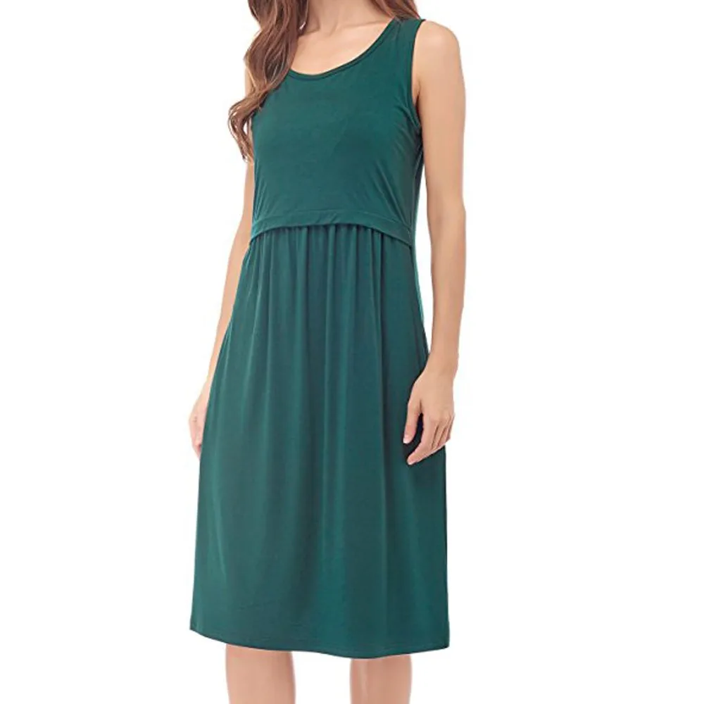 Pregnancy Clothes for Pregnant Women Sleeveless Maternity Dress Empire Waist Nursing Breastfeeding Dress Maternity Fashion