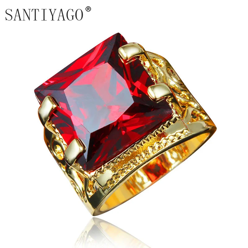 

Fashion Red Square Ring For Women Resin turkey Gold Color Copper Material Party Jewelry High Quality Birthday Stone Gifts Ladies