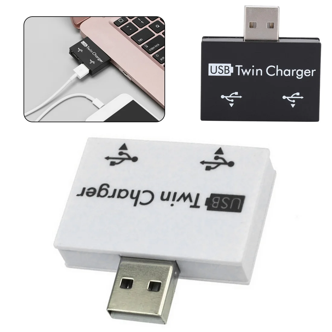 Горячая продажа Модный Новый USB сплиттер мини-usb-концентратор в 2 порта зарядное устройство концентратор адаптер для телефона планшета