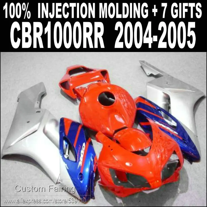 100% литьевая форма обтекатель комплект для CBR1000RR 2004 2005 красный серебристый синий