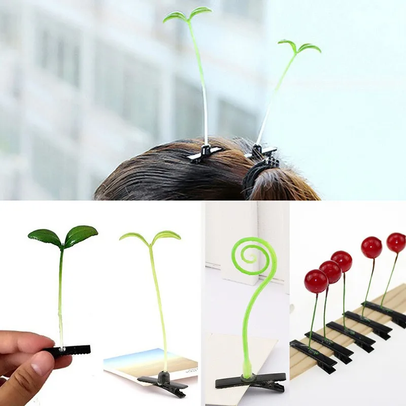 

Girls Women Cute Grass Clips Popular Headwear Clasp Antenna Hairpins 4*6cm Hair Pin Bean Sprout Headwear