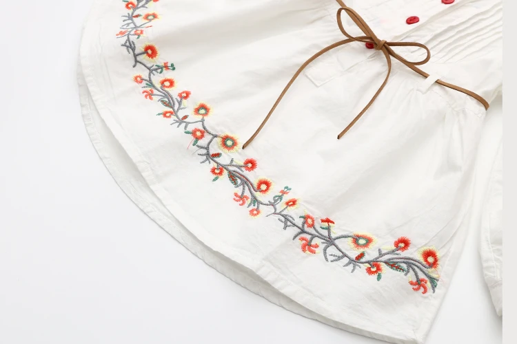 2018 Spring Autumn 3-12 Age Kids Embroidery Floral Long And Short Sleeve Double Use White Elegant Dress Princess Girl With Belt (9)