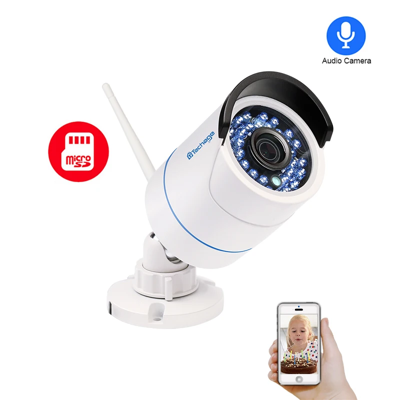 Techage Yoosee APP P2P 1080P Wi-Fi 2MP SD карта Запись Беспроводная охранная Камера видеонаблюдения Аудио Звук наружная камера ночного видения