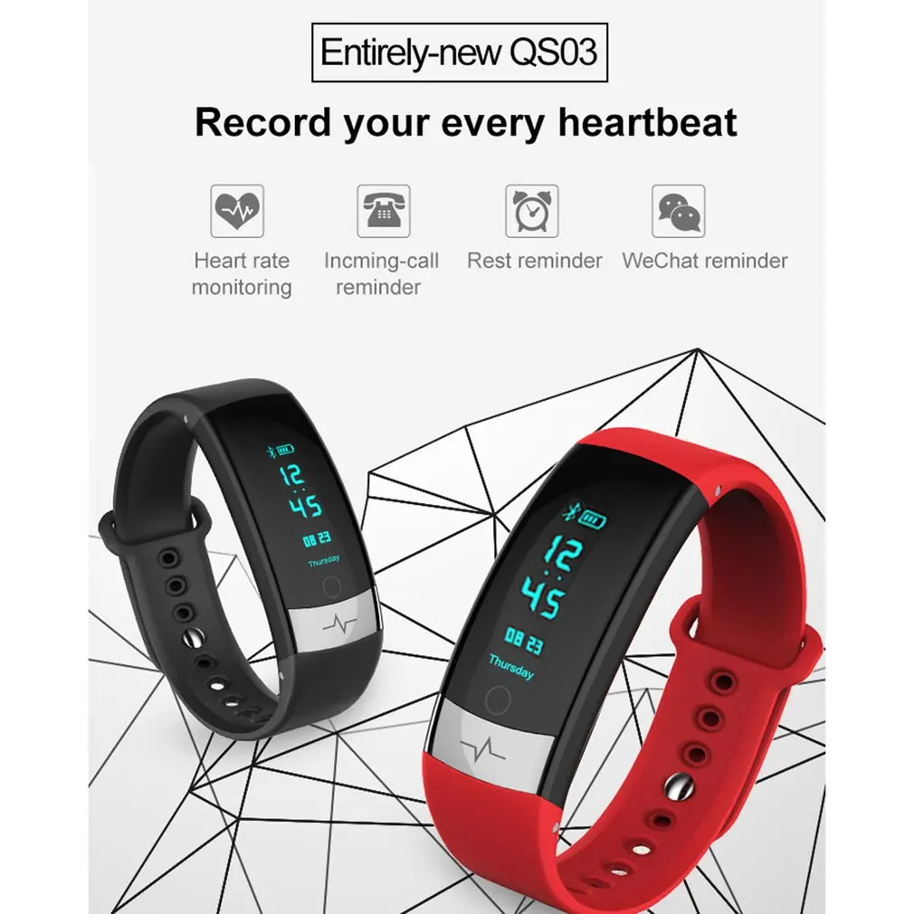 

QS03 Intelligent Sports ECG Bracelet Waterproof Heart Rate Color Screen IP67 Waterproof Sports Bracelet