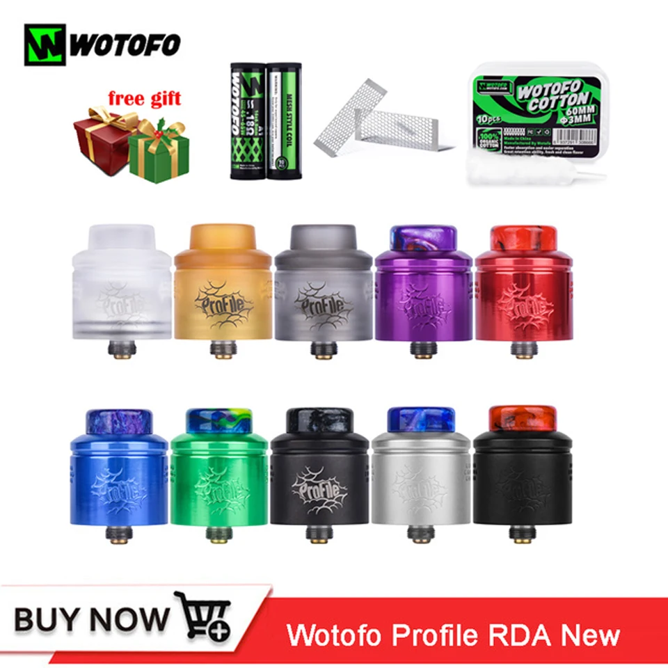 Новый Wotofo профиль RDA бак атомайзер 24 мм + 10 шт сетка катушка хлопок