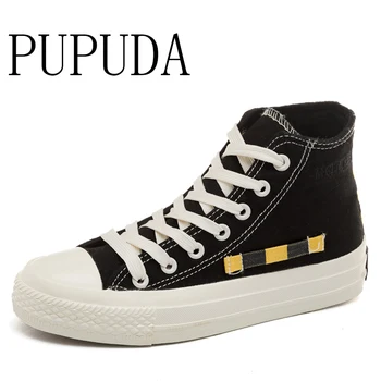 

PUPUDA High Top Canvas Shoes Men Fashion Brand Casual Shoes Breathable Sneakers Comfy Espadrilles Men Summer New Vulcanize Shoes