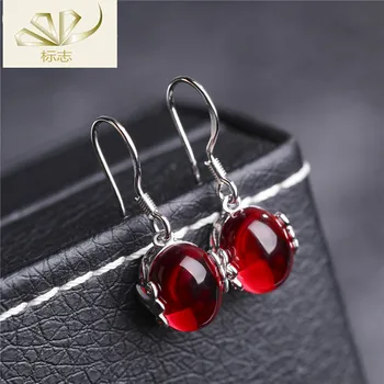 

Natural corundum high-grade temperament female Earrings