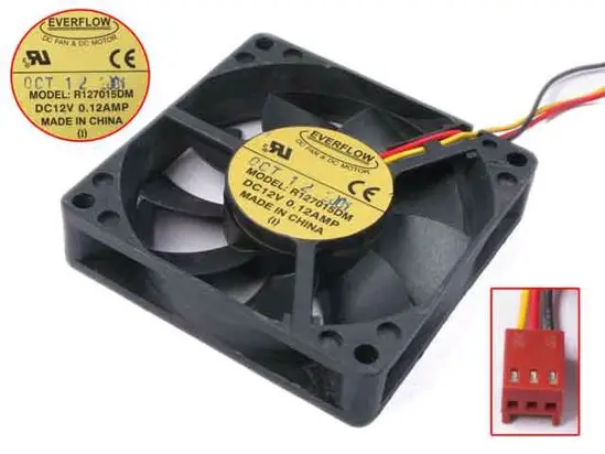 

3-проводной Вентилятор охлаждения сервера Everflow R127015DM DC 12 В 0.12A 70x70x15 мм