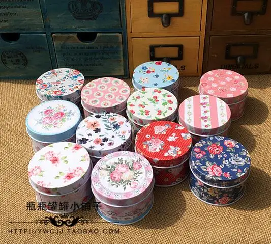 

12pcs/lot Lovely Round Mini Fresh Flower Design Pill Box Jewelry Case Mini Decoration Box Gift Case