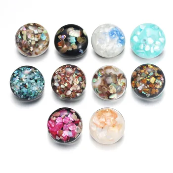 

10pcs/lot New Shell Snap Button Jewelry Mixed Style Ginger Resin 18mm Snap Buttons fit Snap Bracelet Bangles Jewelry 050501