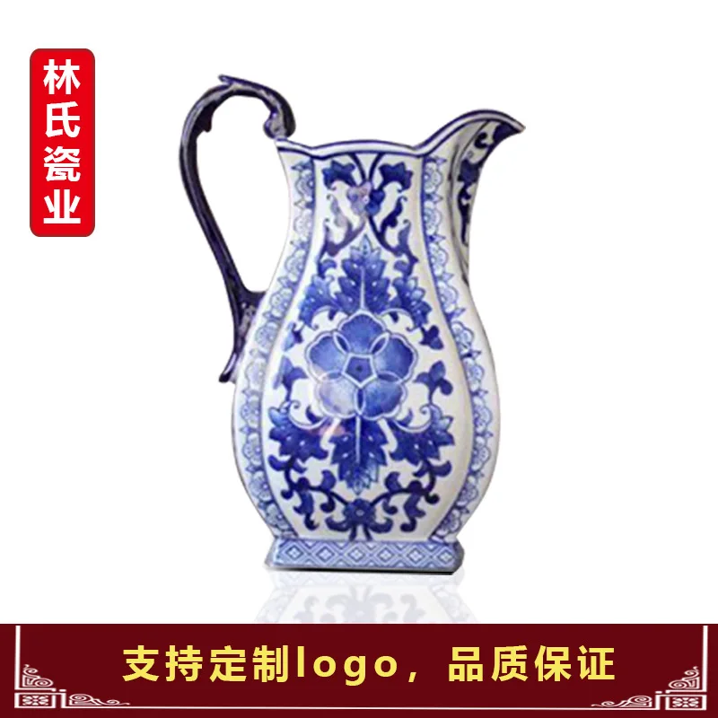 

Jingdezhen Ceramic New Chinese Blue and White Ribbon Customizes Flower Arrangement Vase and Flower Ornaments