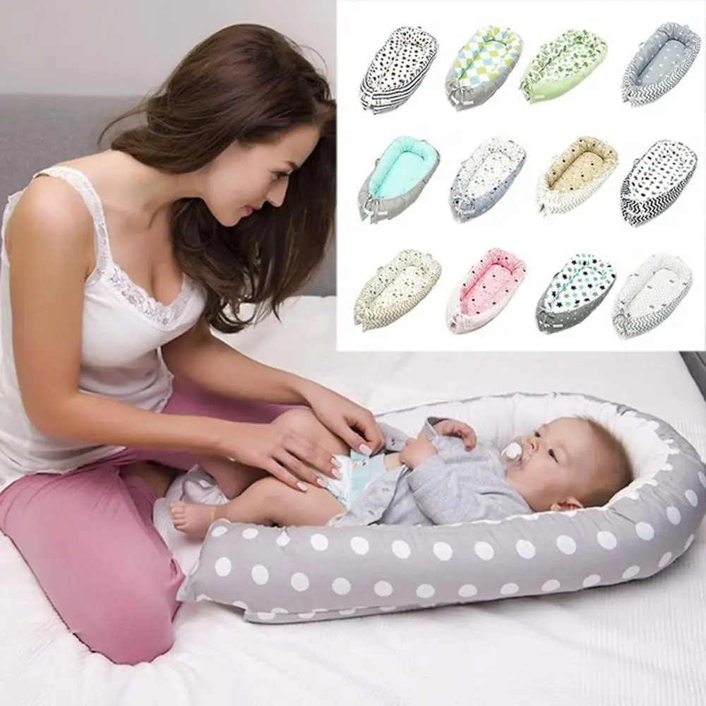 

Infant Newborn Baby Portable Removable And Washable Baby Crib Baby Nest Bionic Crib Cotton Dot Print Design Cot