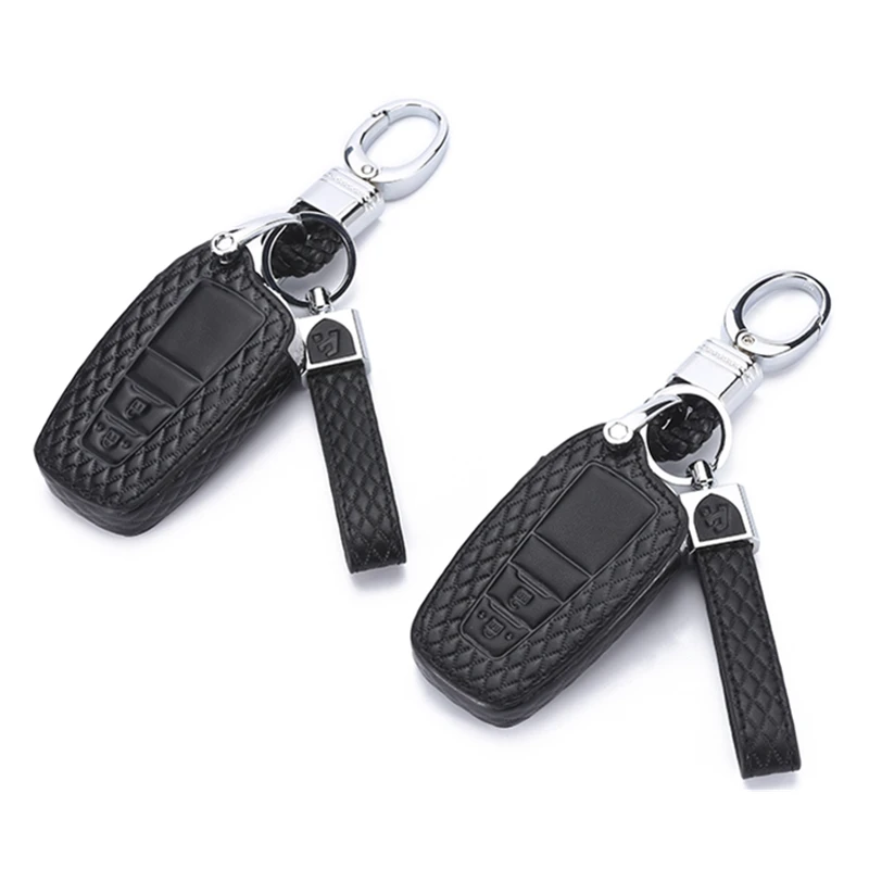 1 шт. ключа автомобиля чехол кожаный чехол для ключей 2 кнопки брелок держатель для Toyota Camry CHR Prius Corolla RAV4 Prado ключ протектор