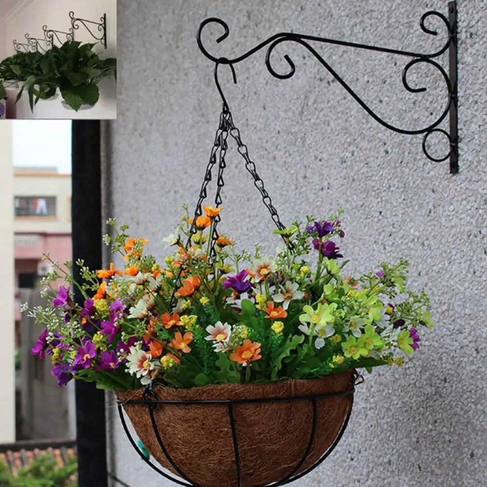 Европейский стиль Железный белый черный железный рисунок шторм фонарь подсвечник крючок открытый растения на балконе декоративные крючки для цветов