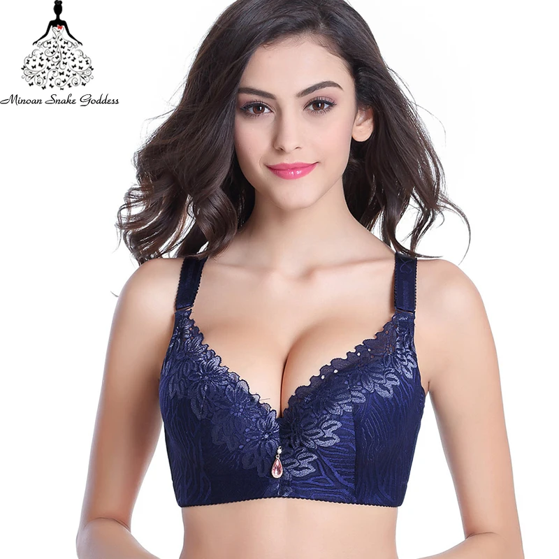 Sexy Push Up Bra Plus Size Lace Women Bra Brassiere Big Size Adjustable Women's Underwear D E Cup                               