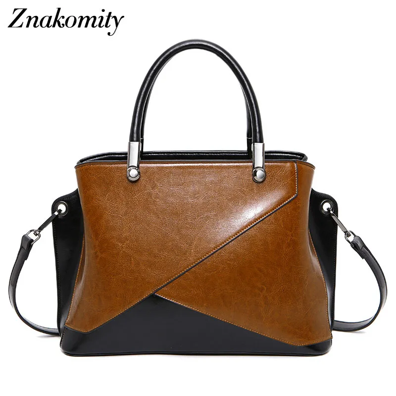

Znakomity Large hand bags women's genuine leather handbag vintage ladies Shoulder bags for women Fashion oil leather tote bag