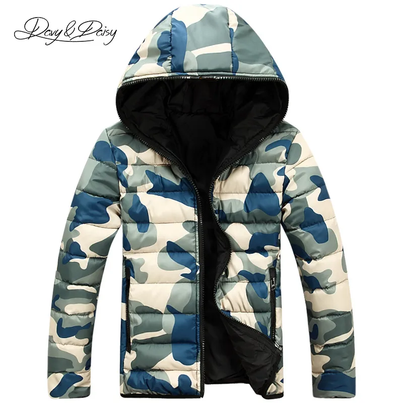 DAVYDAISY, камуфляжные парки, зимние мужские куртки с капюшоном, теплые, утолщенные, брендовая, модная мужская куртка, армейское зеленое пальто, JK063 - Цвет: blue