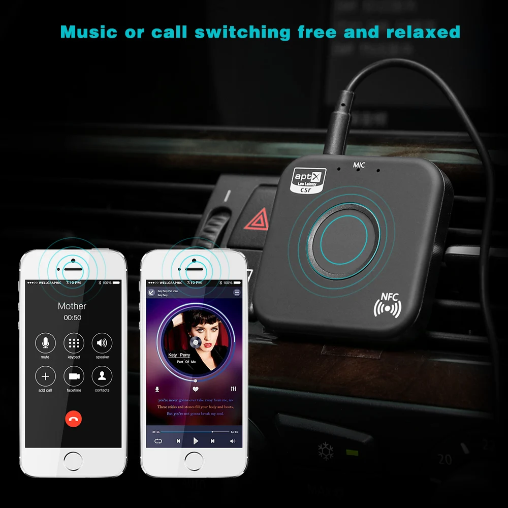 VIKEFON Bluetooth приемник 4,2 беспроводной аудио приемник 3,5 мм Автомобильный Aux Bluetooth адаптер с микрофоном для динамиков наушников Hands-free