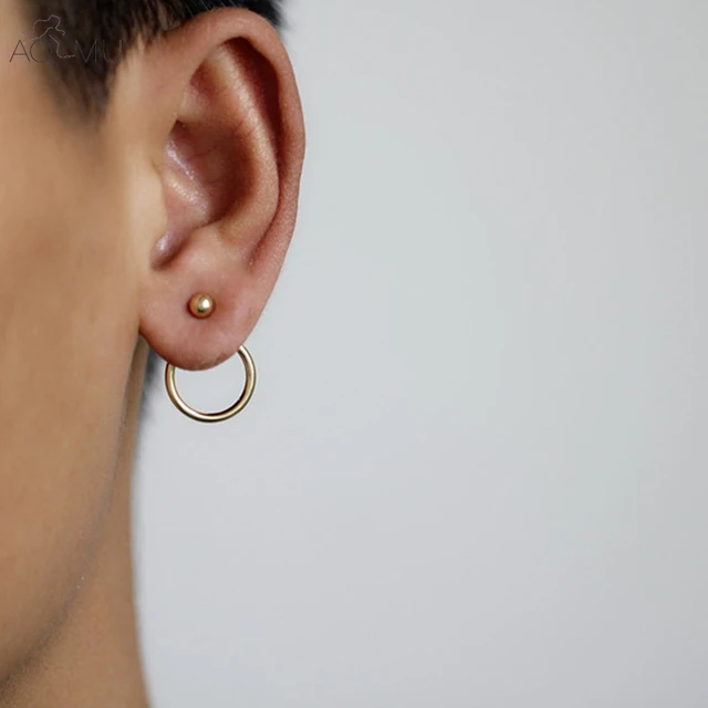 Aliexpress Minimalist Golden Beads Circle Metal Stud Minimalist Golden Beads Circle Metal Stud Earrings Double Side Ear Jacket Best Gift For Women