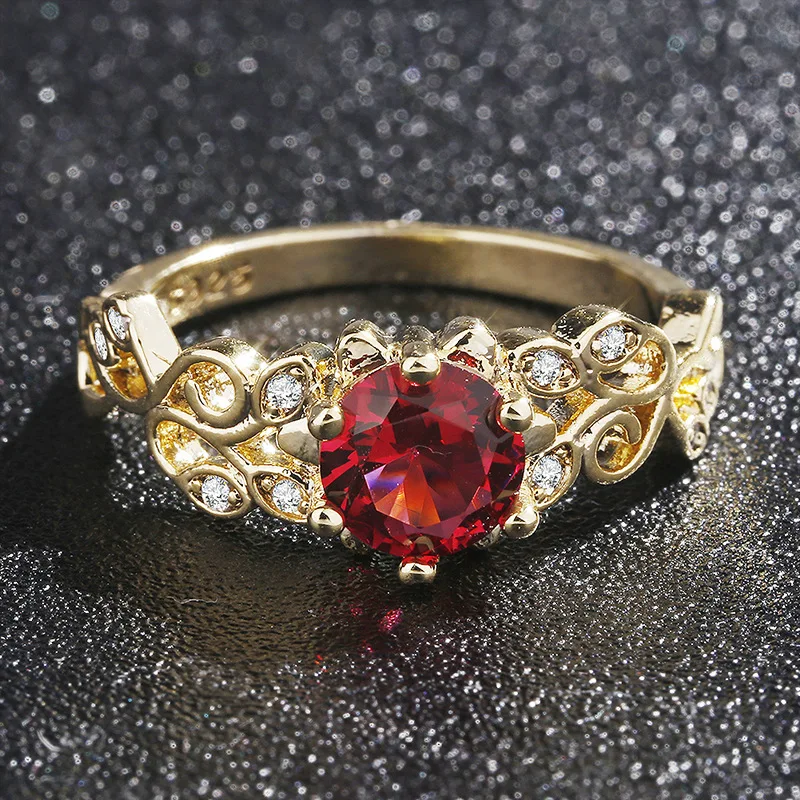 Buy Golden Classic top quality Ruby ring with zircon
