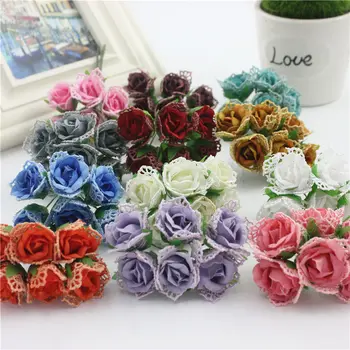 

12 Pcs / Lot Flower Heads Silk Rose Flower Bouquet Flower Garlands Hat Wedding Apparel Decorative Flowers Super Beautiful